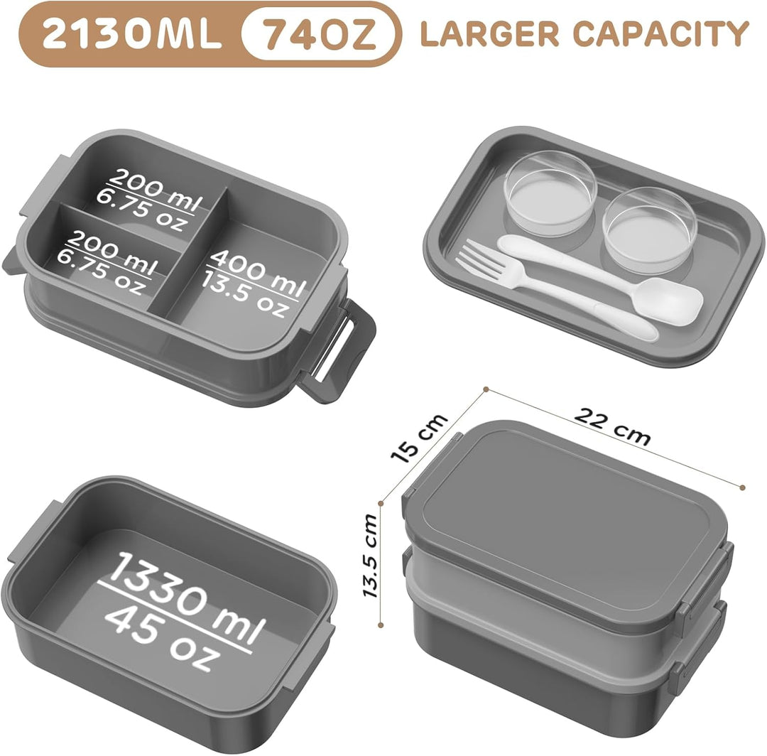 WayEee Lunchbox Erwachsene 2130ml Gross Volumen Bento Box Auslaufsicher Brotdose Erwachsene BPA Frei