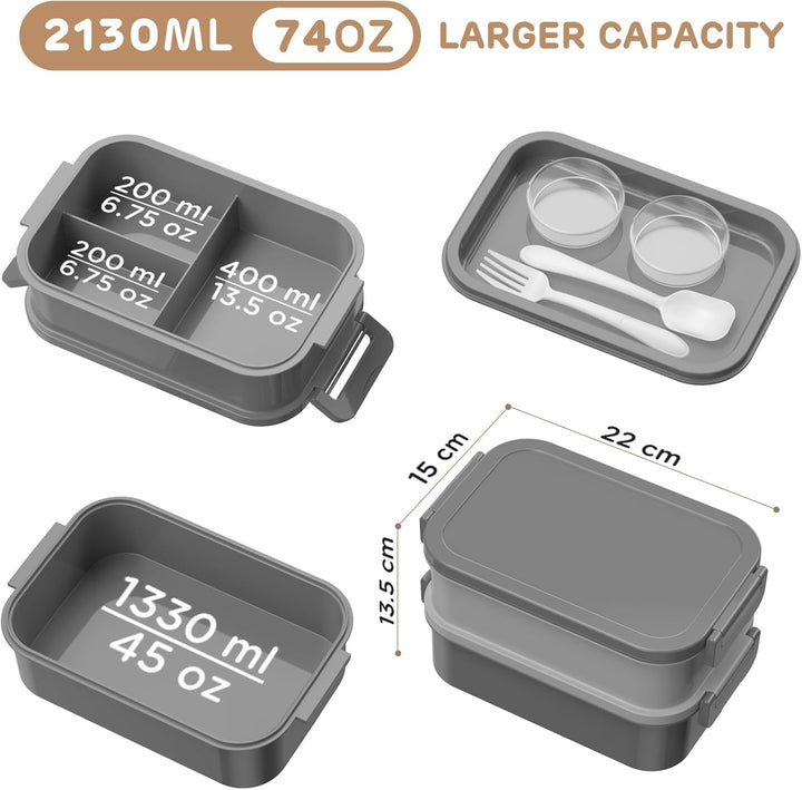 WayEee Lunchbox Erwachsene 2130ml Gross Volumen Bento Box Auslaufsicher Brotdose Erwachsene BPA Frei