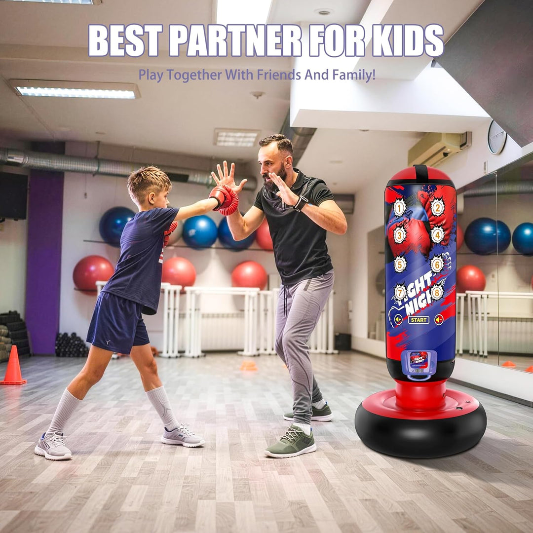 Boxziel Kinder – Interaktives Boxtraining Gerät mit Musik & Licht – Selbstklebendes Punch Target zum