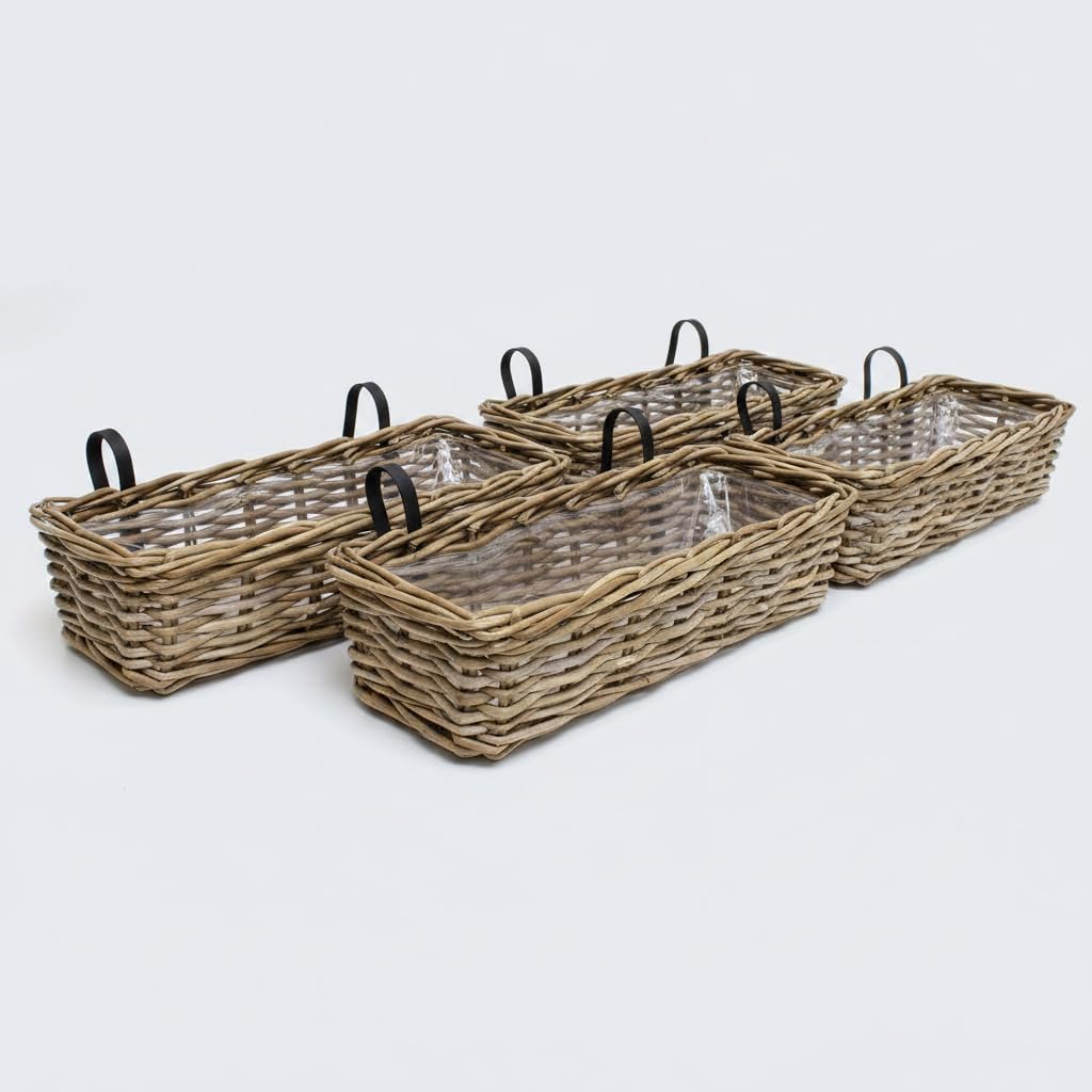Blumenkasten, Balkontopf, Balkonpflanzer "Rattan", gross 58 x 18 x 14 cm