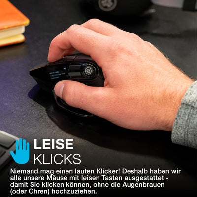 JLab Epic Wireless Mouse - Verbindung über Bluetooth oder USB-Empfänger, ergonomische Bluetooth-Maus