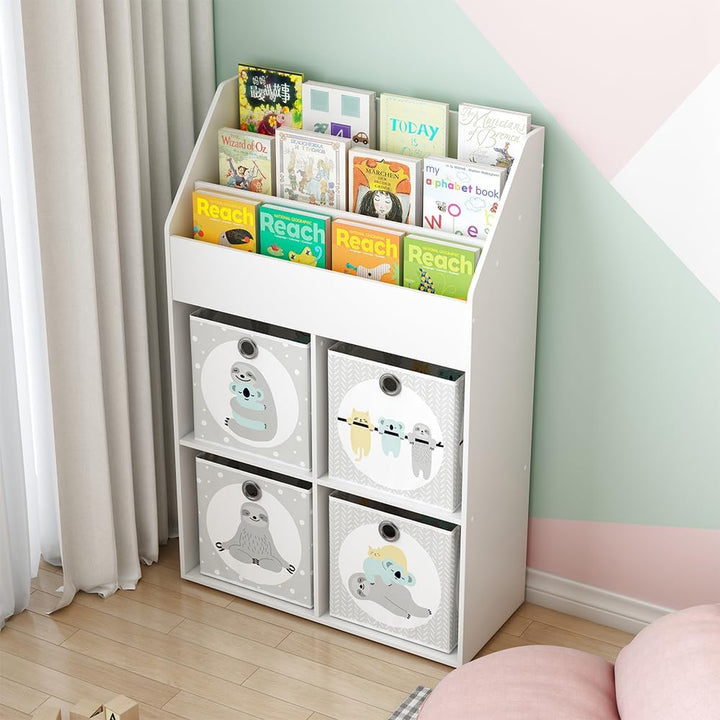 Vicco Kinderregal Weiss Conny mit 4 Ablagen für Faltboxen - 72x111x30 cm aus Spanplatte - Bücherrega