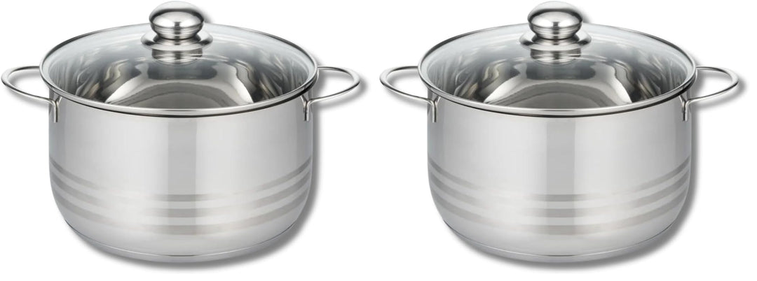 ELO Kochtopf aus Edelstahl für Induktion, 16 cm Mit Glasdeckel, Grau (Packung mit 2) 1.6 Liter (Pack