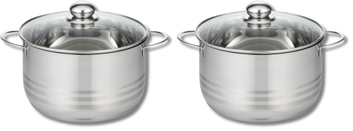 ELO Kochtopf aus Edelstahl für Induktion, 16 cm Mit Glasdeckel, Grau (Packung mit 2) 1.6 Liter (Pack