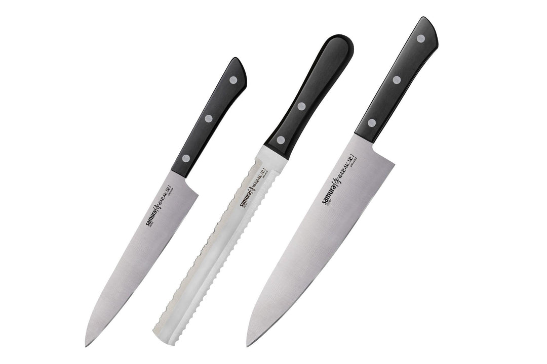Samura HARAKIRI Profi Messer Geschenk Set ultra-scharf, aus japanisch AUS 8 Edelstahl, 3 Teile, Gemü