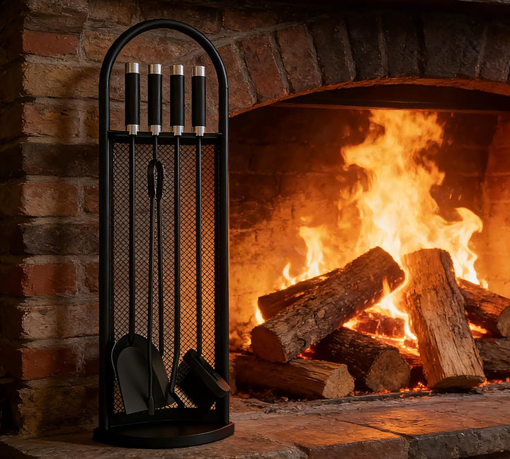 Kingson Kaminbesteck-Set 5-teilig, 22 x 16 x 66 cm, Kaminzubehör, komplettes Kaminwerkzeug-Set für e
