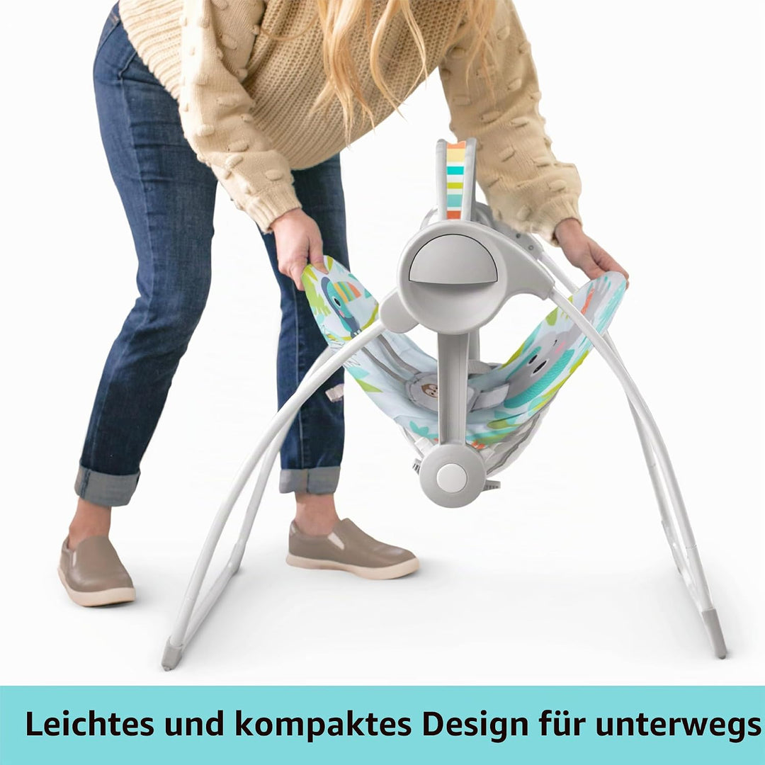 Bright Starts, Rainforest Vibes, tragbare und kompakte Schaukel mit 6 Schaukelgeschwindigkeiten, abn