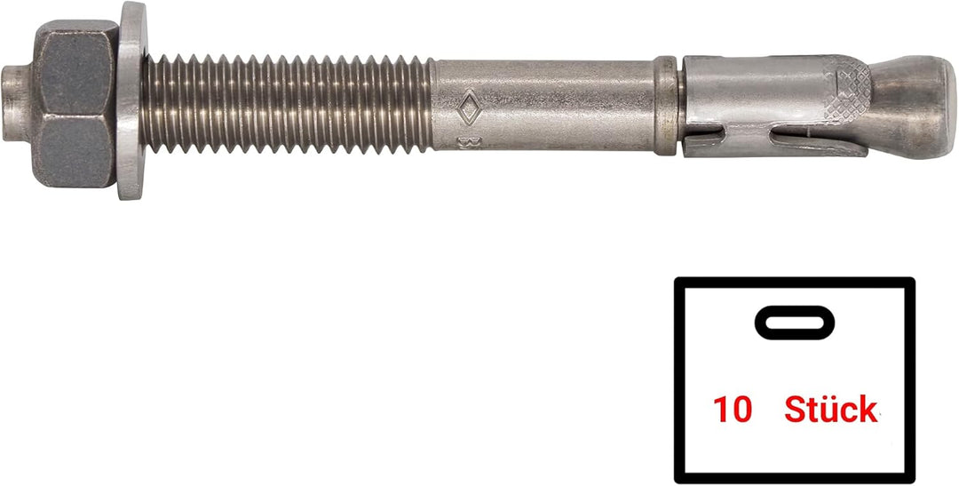 CHEMOFAST BA PRO A4, 10xSchwerlastanker M16-50-70/170, Bolzenanker Edelstahl, Mechanischer Schwerlas