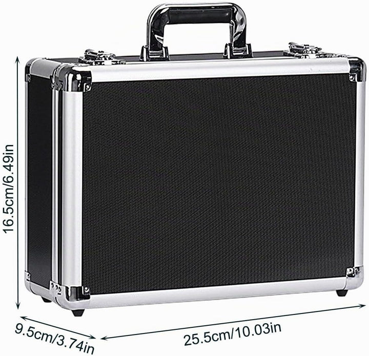 Aluminium Koffer Werkzeugkoffer, Kleine Alubox, 25,5x16,5x9,5cm Schwarz, Schwarz
