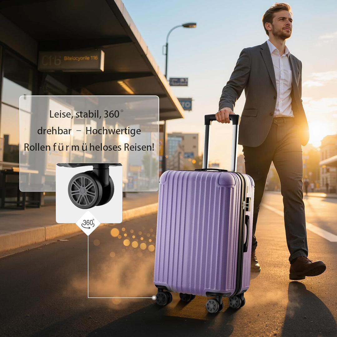 Koffer Set 3-teilig, Hartschalen Hartschalen Reisekoffer, Koffer & Trolleys mit 4 Rollen & Zahlensch