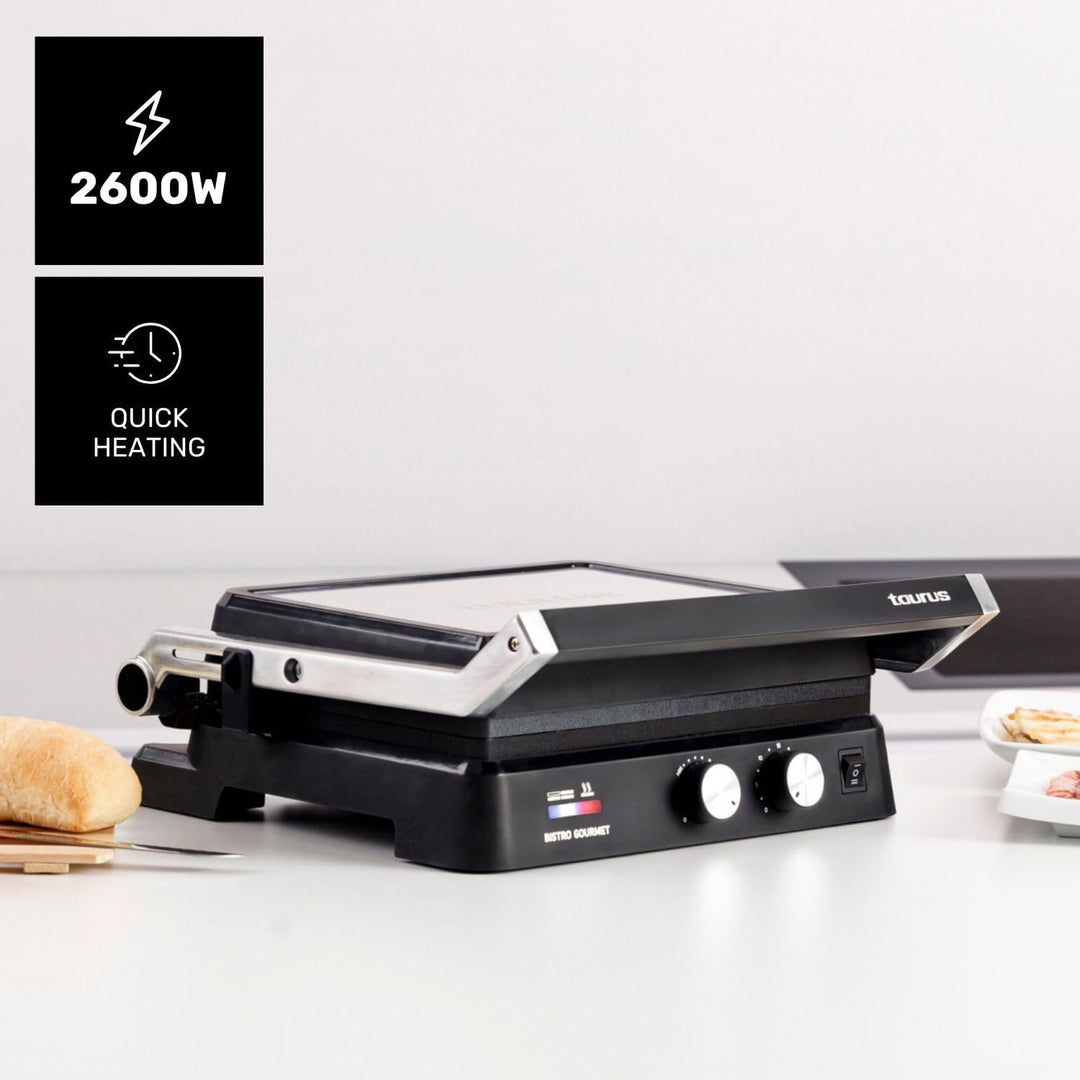 Taurus - Kontaktgrill Bistro 2600W | 2-in-1 Grill &amp; Plancha | 29x23 cm | Stair System Höhenverstellu