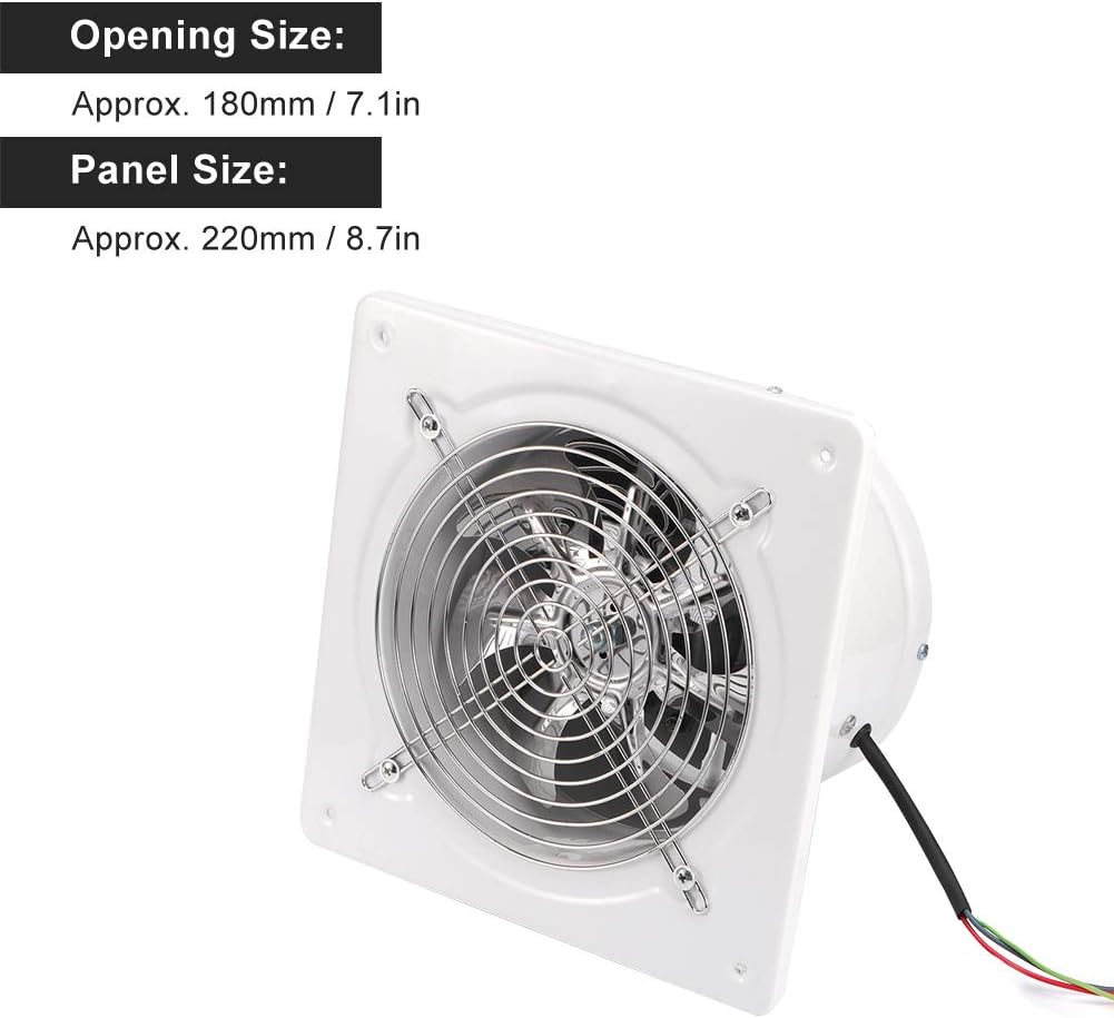 Ventilator Absaugventilator,20 V 180 mm Badlüfter Leiser mit Rücklaufklappe Leistungsstarke Wandvent