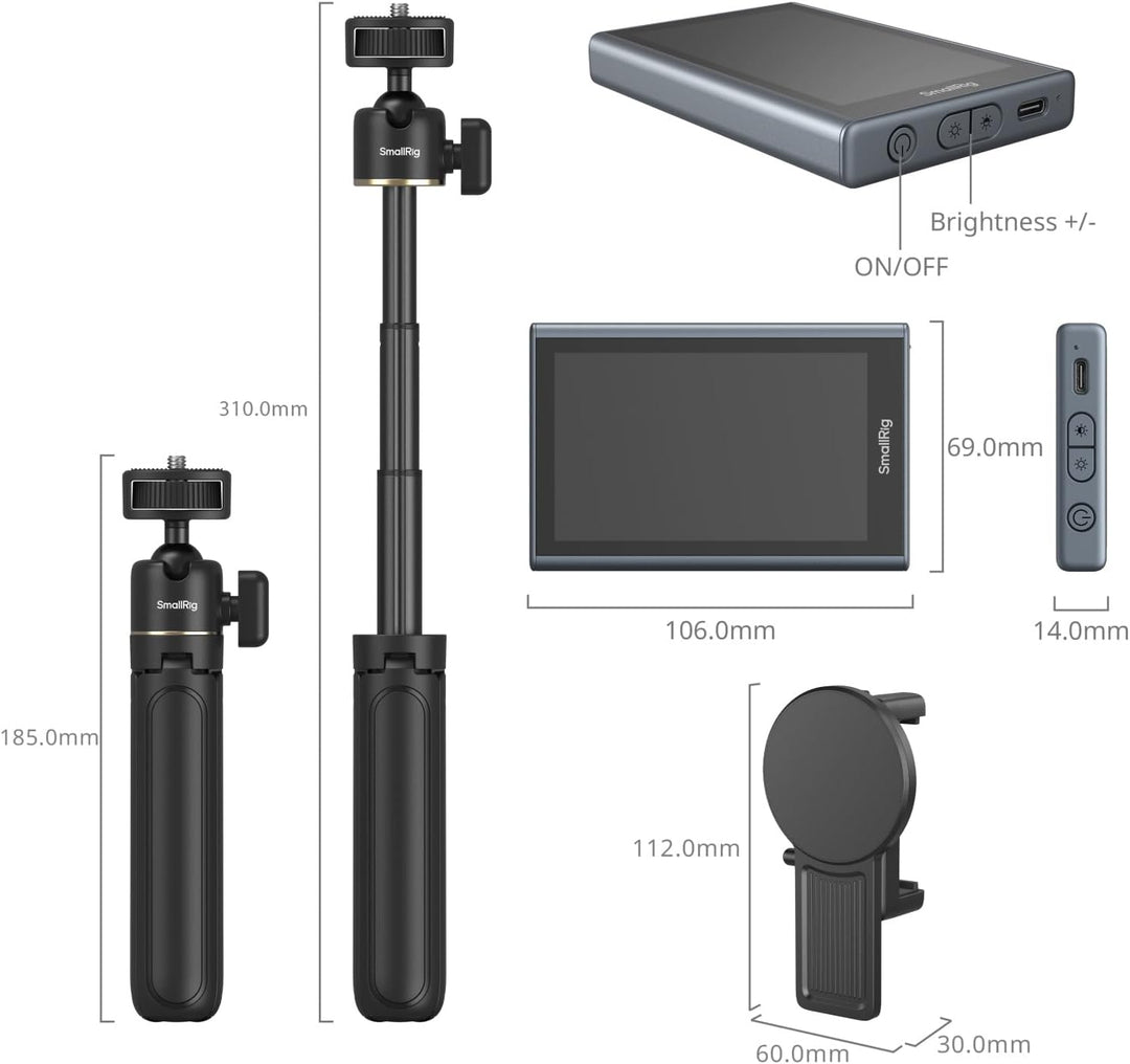 SMALLRIG Wireless Monitor, Magnetischer Selfie Monitor für iPhone/Android, Telefonmonitor mit Blitzs