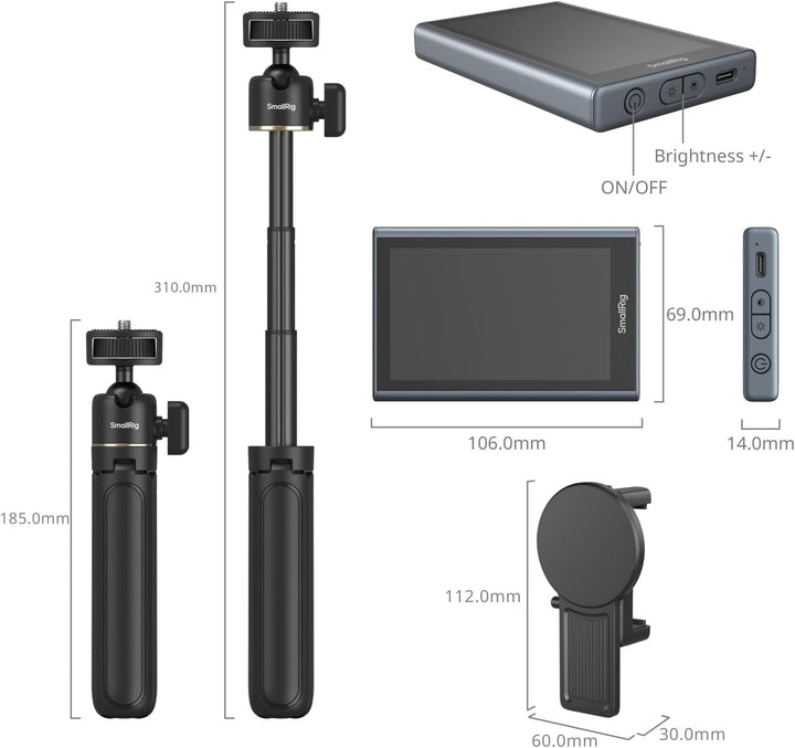 SMALLRIG Wireless Monitor, Magnetischer Selfie Monitor für iPhone/Android, Telefonmonitor mit Blitzs