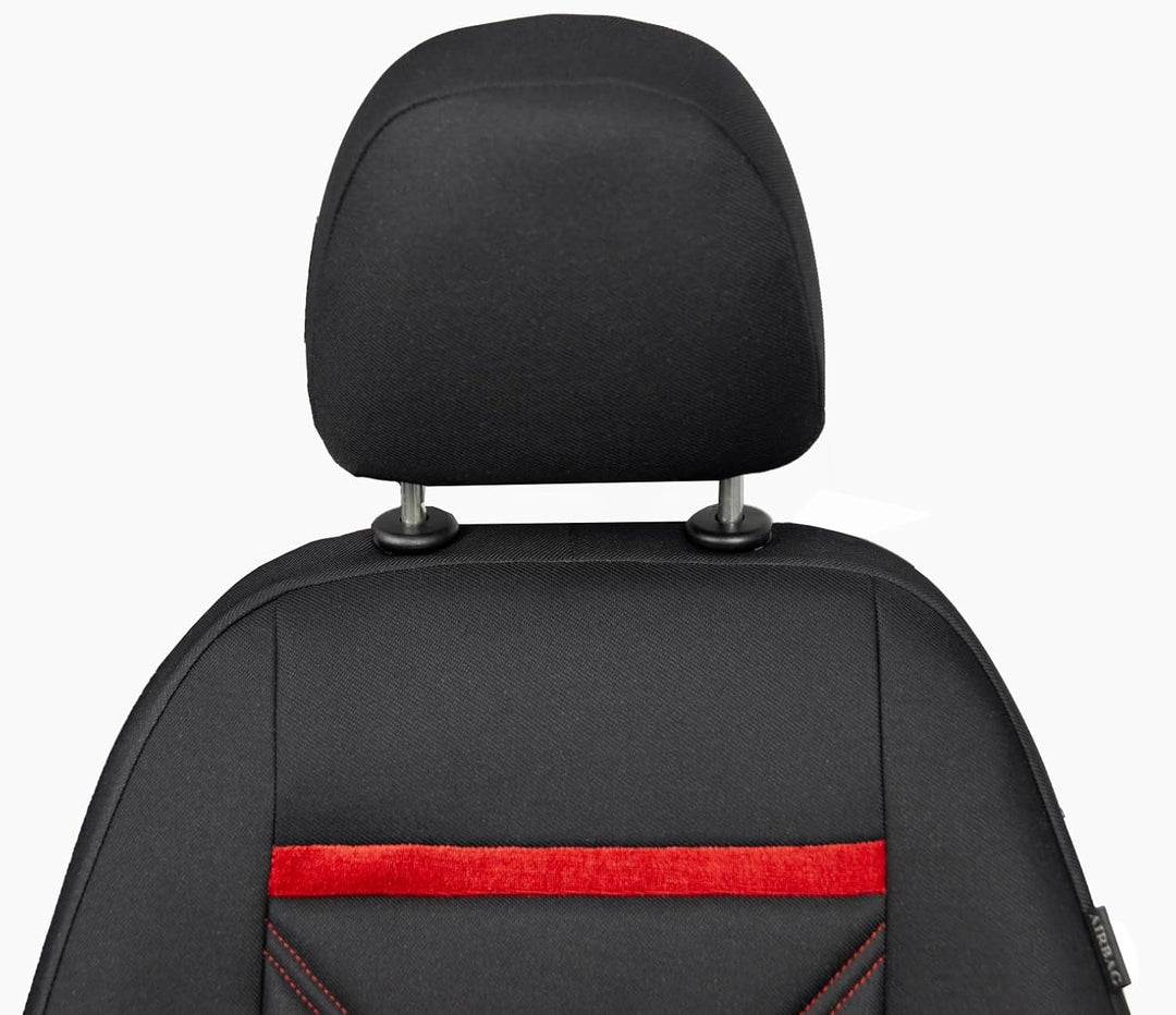 ERJOT Autobezüge Sitzbezüge Comfort Plus Schonbezüge Komplet Set Universal Schwarz (Rot), Rot