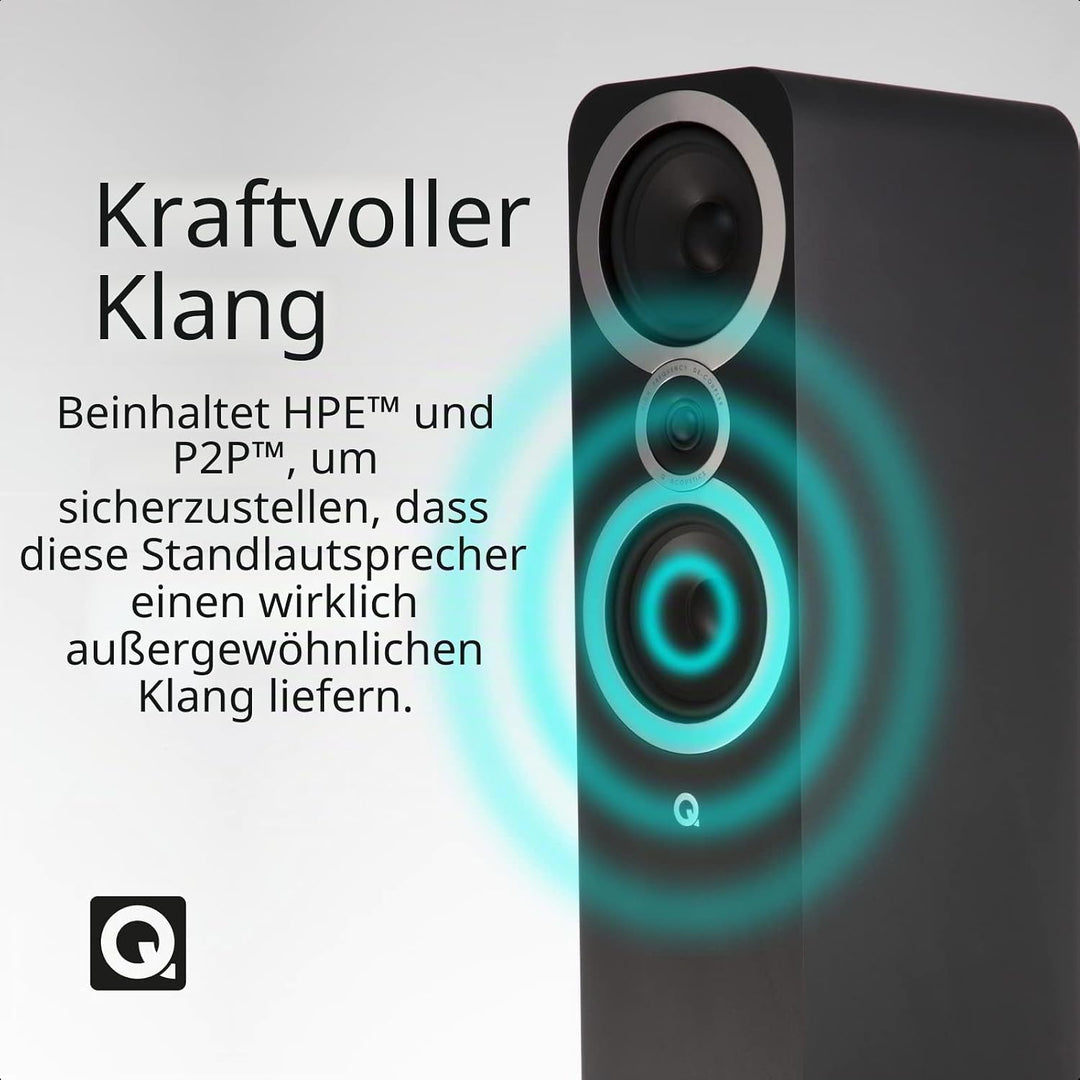Q Acoustics 3050i Standlautsprecher QA3556 in Schwarz/Paar