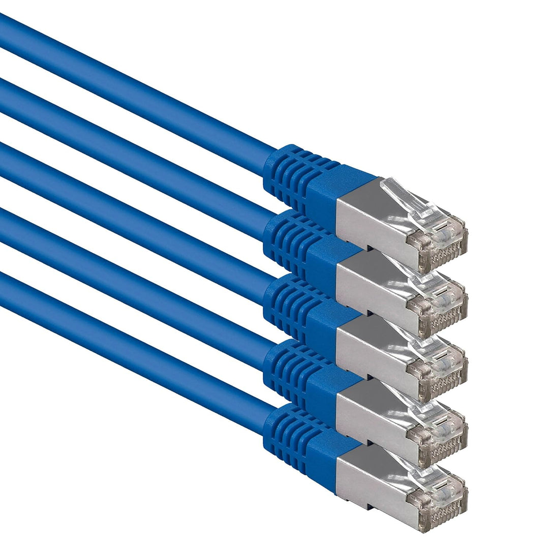 1aTTack.de 7,5m blau - 5 Stück Cat.6 Patchkabel Netzwerkkabel CAT6 S-FTP Gigabit Lan PIMF CAT 6 Kupf