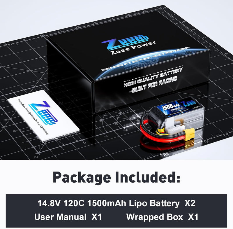 Zeee 4S LiPo Akku 1500mAh 14,8V 120C mit XT60 Steck für UAV Drones FPV Rennrad Quadcopters Flugzeug