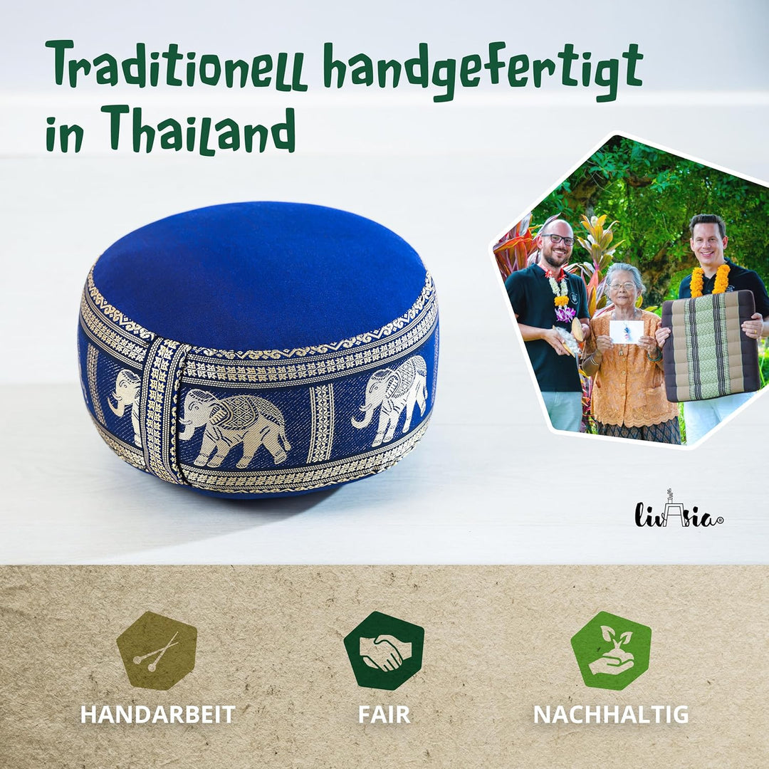 Livasia Meditationskissen Thaiseide, Yogakissen klein mit Kapok, Pouf, Bodenkissen Yoga Zen Meditati