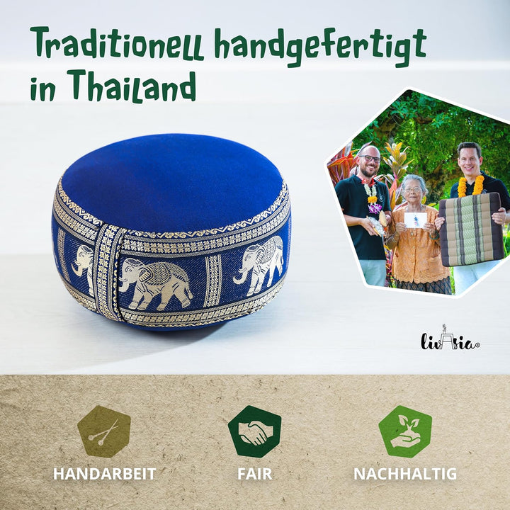 Livasia Meditationskissen Thaiseide, Yogakissen klein mit Kapok, Pouf, Bodenkissen Yoga Zen Meditati