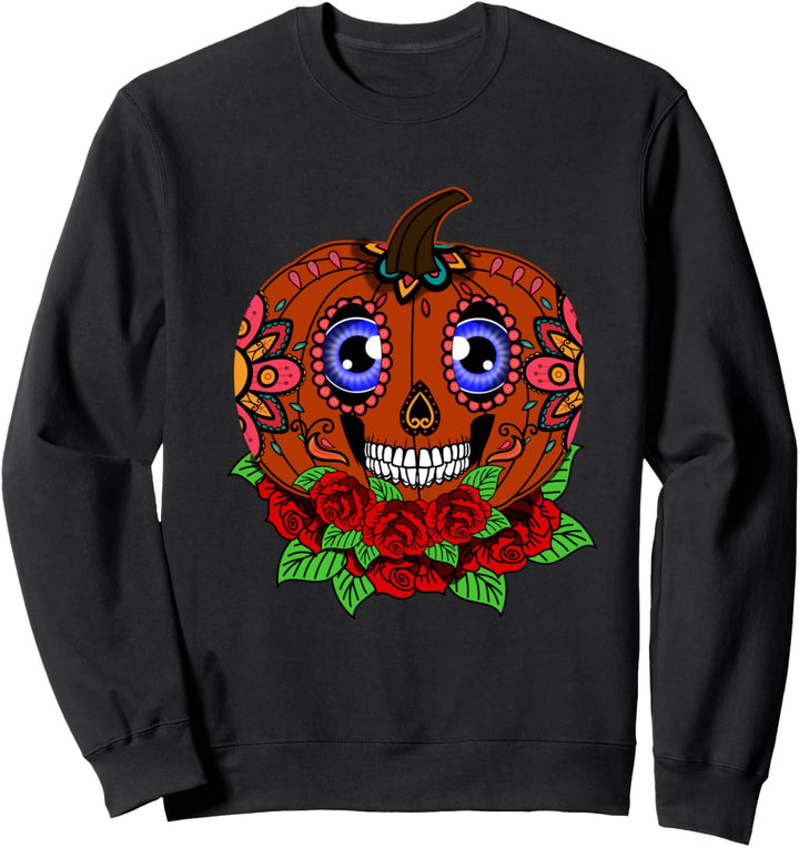 Calabaza Zuckerschädel-Kürbis dia de los muertos Sweatshirt