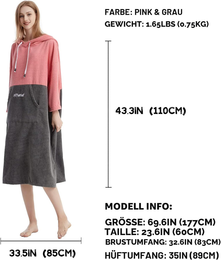 Hiturbo Surf Handtuch Poncho Umziehhilfe - Herren und Damen Changing Robe badeponcho Umkleidehilfe S