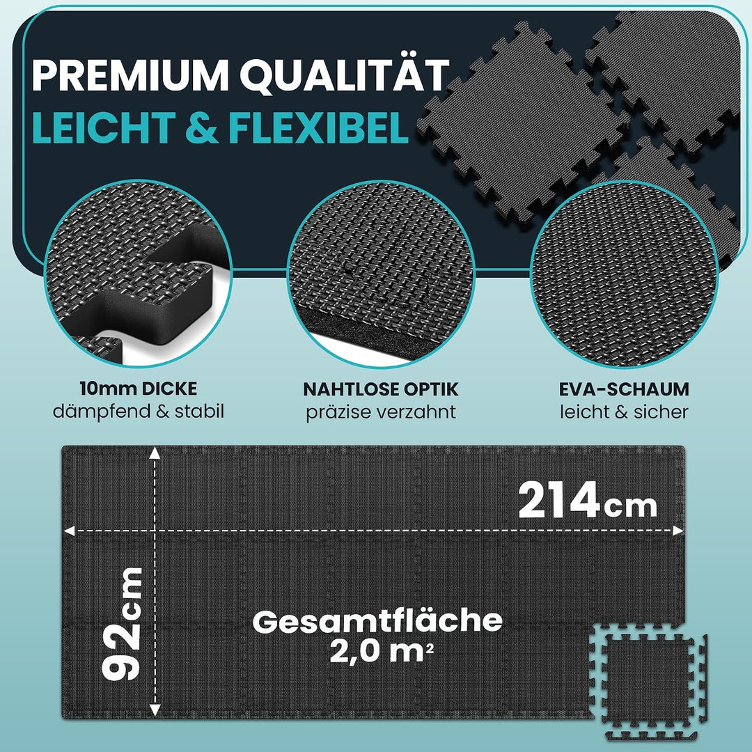 Bodenschutzmatte Fitness【Set mit 21 Matten】EVA Fitnessmatte rutschfest - Sportmatte Gymnastikmatte P