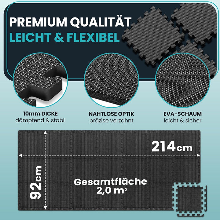 Bodenschutzmatte Fitness【Set mit 21 Matten】EVA Fitnessmatte rutschfest - Sportmatte Gymnastikmatte P