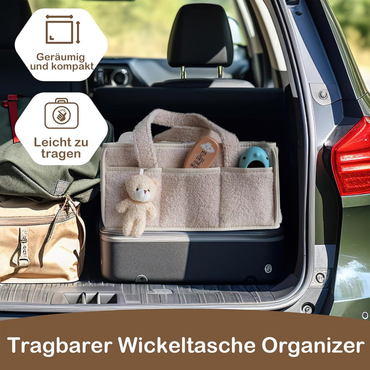 Wickeltasche Organizer, Wickeltisch Organizer, Tragbarer Wickelkorb mit Herausnehmbaren Fächern, Plü