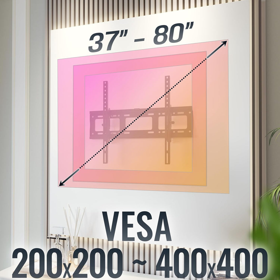 RICOO TV Wandhalterung Fernseher Neigbar Flach Slim für 37-80 Zoll, Universal TV Halterung R07, Fern