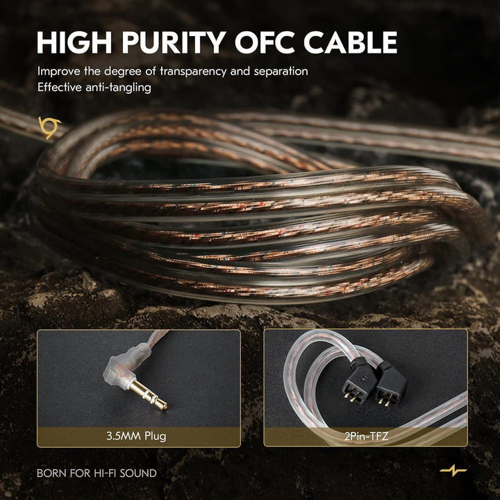 CCZ MC02 In Ear Monitor, In Ear Gaming Kopfhörer 10-mm-Dual-Magnet DD PET-Membran, IEM Kraftvoller B