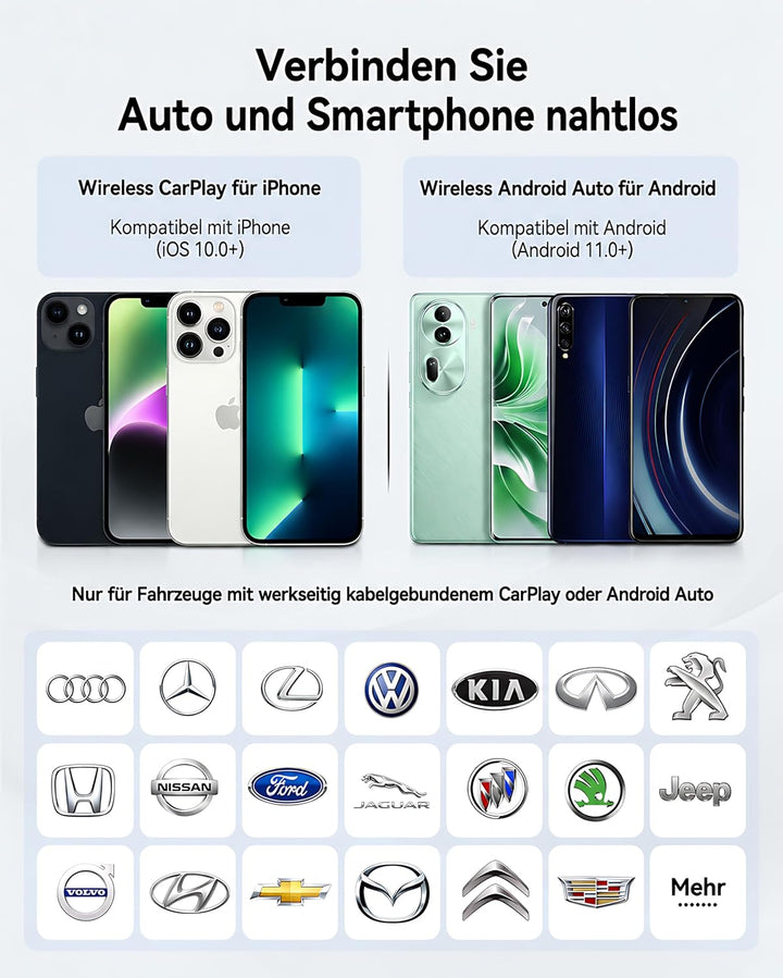 Spedal 2-in-1 Wireless CarPlay &amp; Android Auto Adapter, Mini USB-A/C Dongle | Kabellos fahren mit WiF