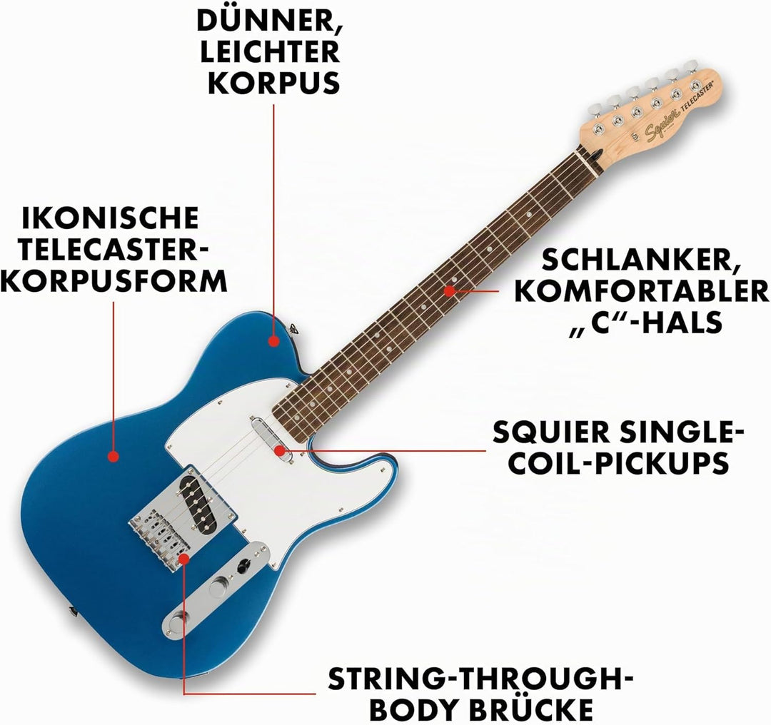 Squier by Fender Affinity Series¹ Telecaster®, Laurel Griffbrett, weisses Schlagbrett, Lake Placid B