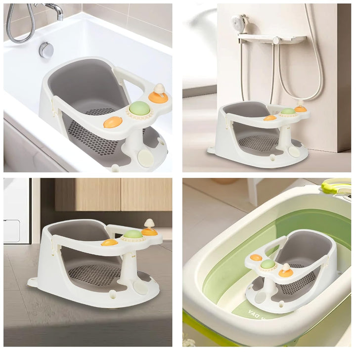 Baby-Badewannensitz ab 6 Monaten, Kinderbadewanne, rutschfest, mit Spielzeug