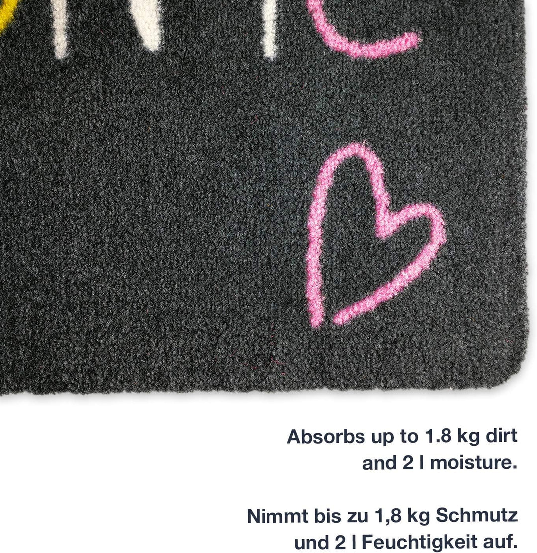 Fussmatte Welcome 50 x 70 cm Grau - rutschfeste, waschbare Fussmatte für Aussen und Innen - Saugstar