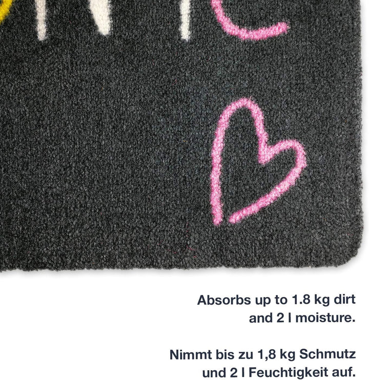 Fussmatte Welcome 50 x 70 cm Grau - rutschfeste, waschbare Fussmatte für Aussen und Innen - Saugstar