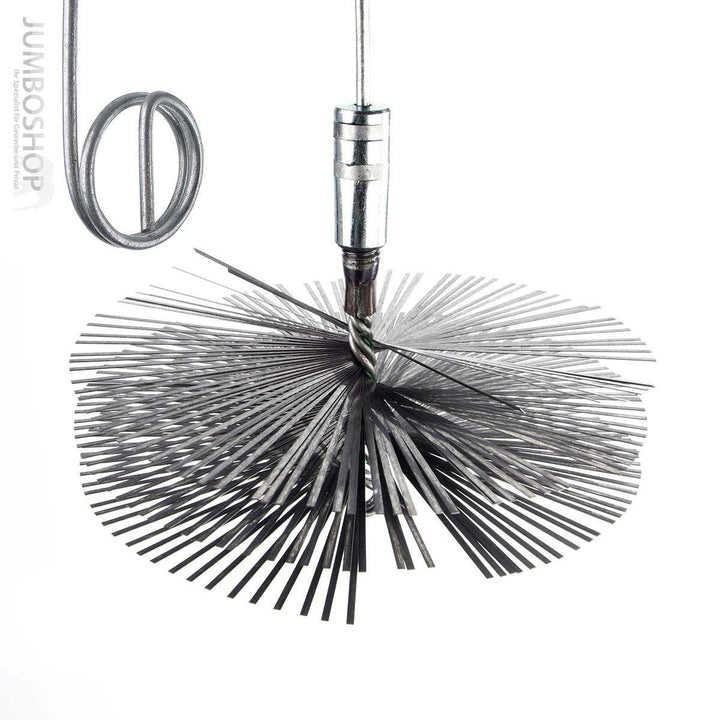 HOLZBRINK 200mm Kaminbesen Schornsteinbesen aus Federstahl + 1,5m Flexstange M12 - Kehrbesen Zugbese
