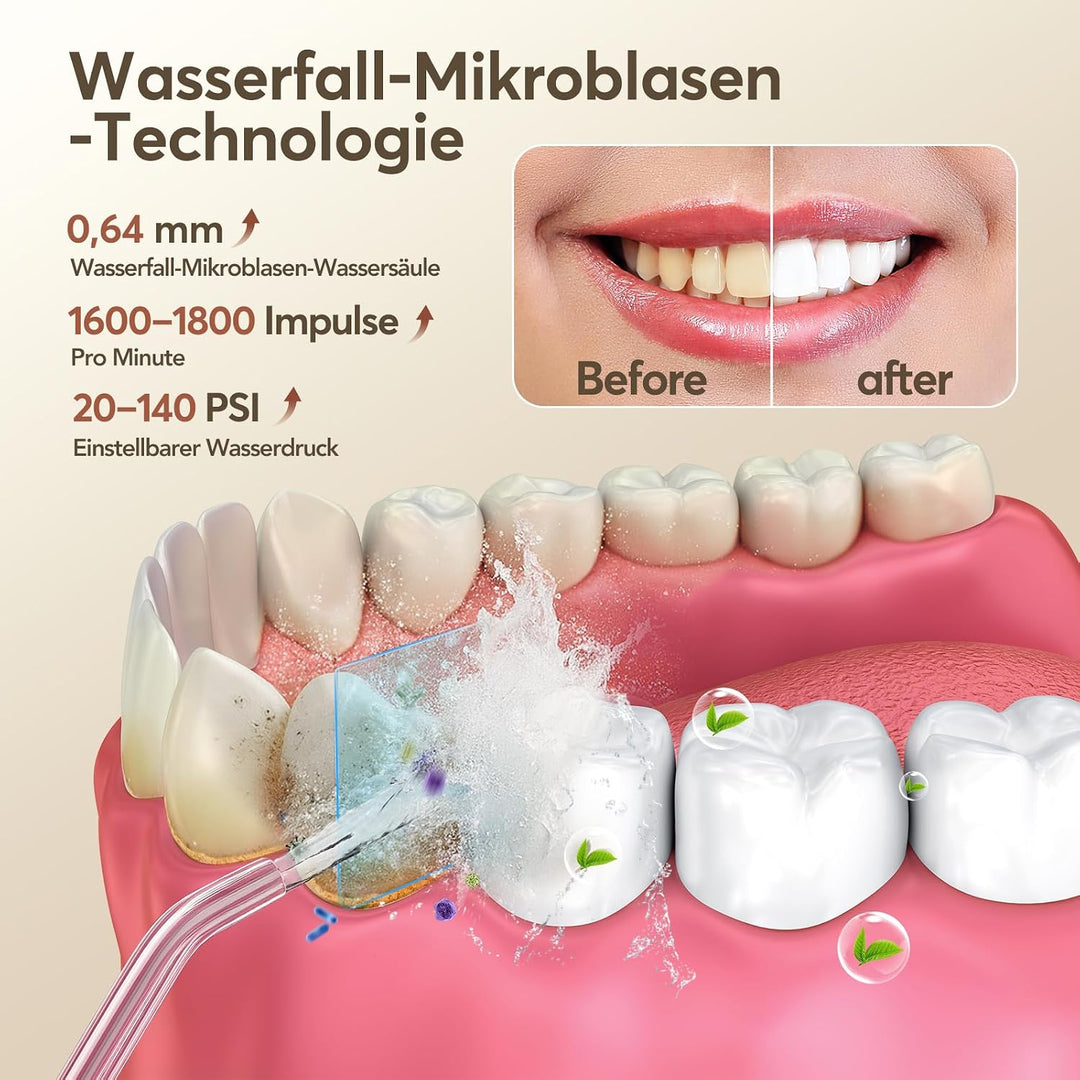 Glracd Munddusche Testsieger Elektrischer,Water Flosser Kabellos Weiss | 350ml Wassertank ,4 Modi Mi