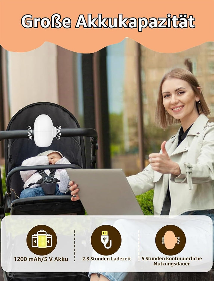 Kinderwagenschaukler, Einschlafhilfe Baby Wiederaufladbar (USB-C), 5 Einstellbare Schaukelintensität
