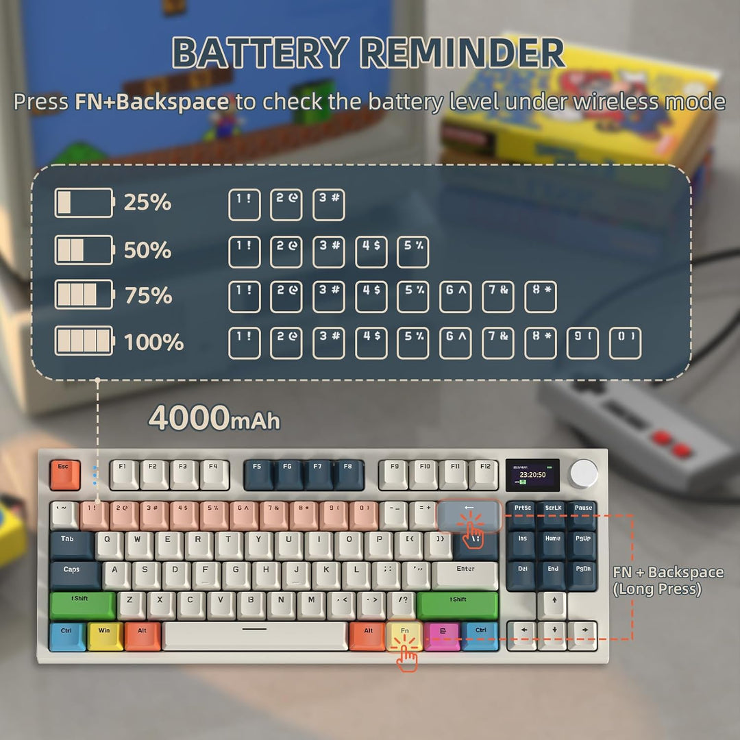 VGN GAMEPOWER RK86PRO Mechanische Gaming Tastatur Kabellos 75% Prozent TKL, 2,4G Wireless/Bluetooth/