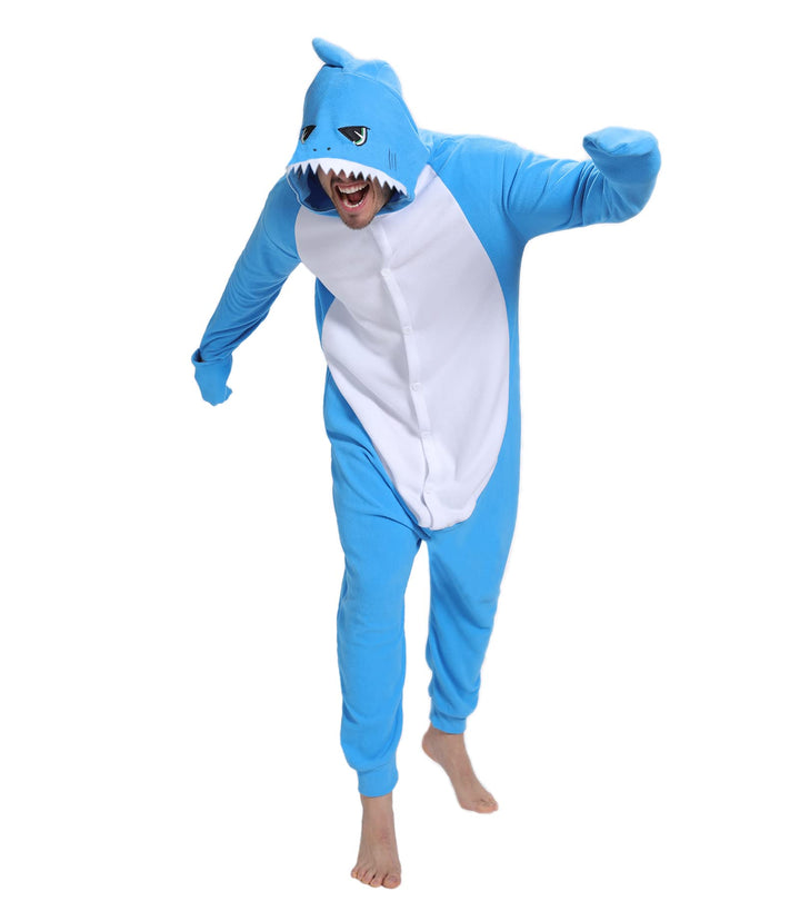 Guturris Unisex Hai Cosplay Onesie Herren Pyjama Tier Cosplay Jumpsuit Pyjama Damen Schlafanzug Loun