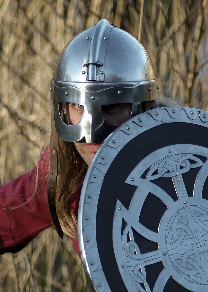 Battle-Merchant Wikinger Brillenhelm | Mittelalter Helm aus Stahl | Wikinger Metall Helm für Deko un