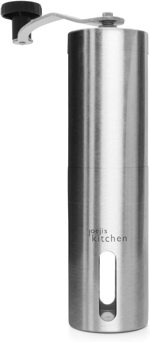Joeji's Kitchen Kaffeemühle manuell mit Keramikmahlwerk - Tragbar Hand Espressomühle Edelstahl mit S