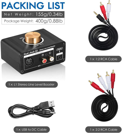 Mini Stereo Line Level Booster Verstärker Audio Preamp für MP3, iPod, iPad, iPhone, 20dB Gain + Laut