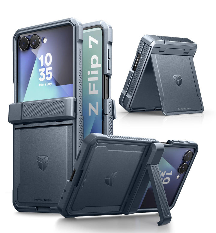 Dexnor Kompatibel mit Samsung Galaxy Z Flip 7 Hülle (2025) mit Dual Kickstands & Auto-Close Scharnie