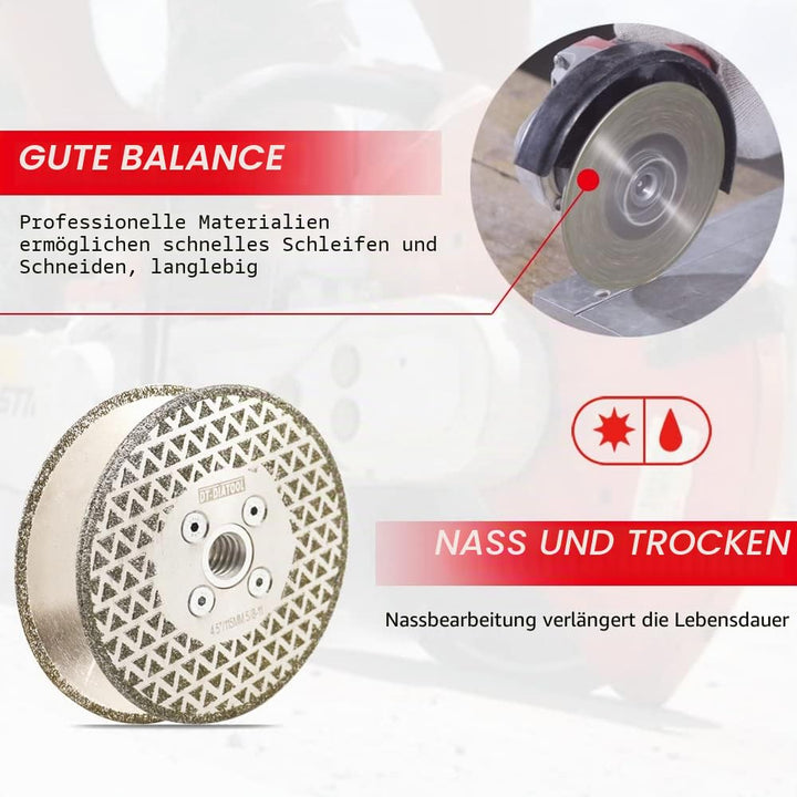 DT-DIATOOL Diamantscheibe 2 Stücke 115 mm x M14 Galvanisch Trennscheibe und Schleifscheibe für Harte