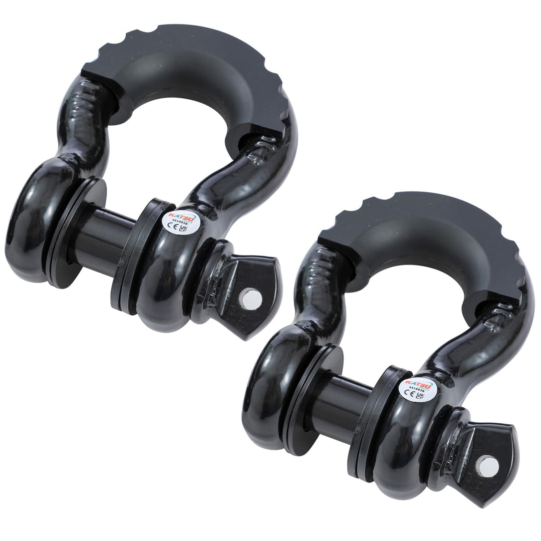 KATSU Tools 2er-Pack 3/4 Zoll D-Ring-Schäkel, 4,75 Tonnen Tragkraft, robuste verzinkte Abschleppschä