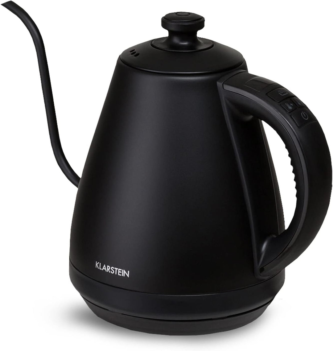 Klarstein Wasserkocher, Schwanenhals-Wasserkocher Edelstahl, Schnell Kochender Kettle, Leise & Tropf