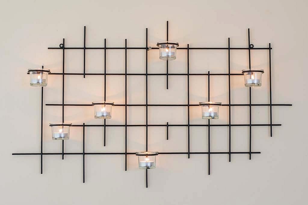 Wandteelichthalter 7XXL Wandkerzenhalter Metall 83 cm Teelichthalter Kerzenhalter