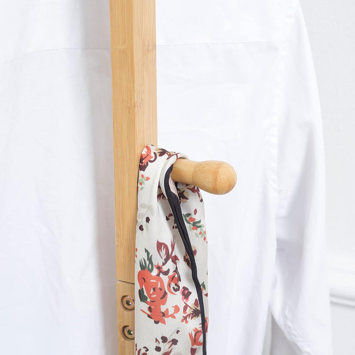 HOMCOM Garderobenständer, Kleiderständer mit 2 Haken, 3 Stangen, Jackerständer für Hüte, Kleidung, f